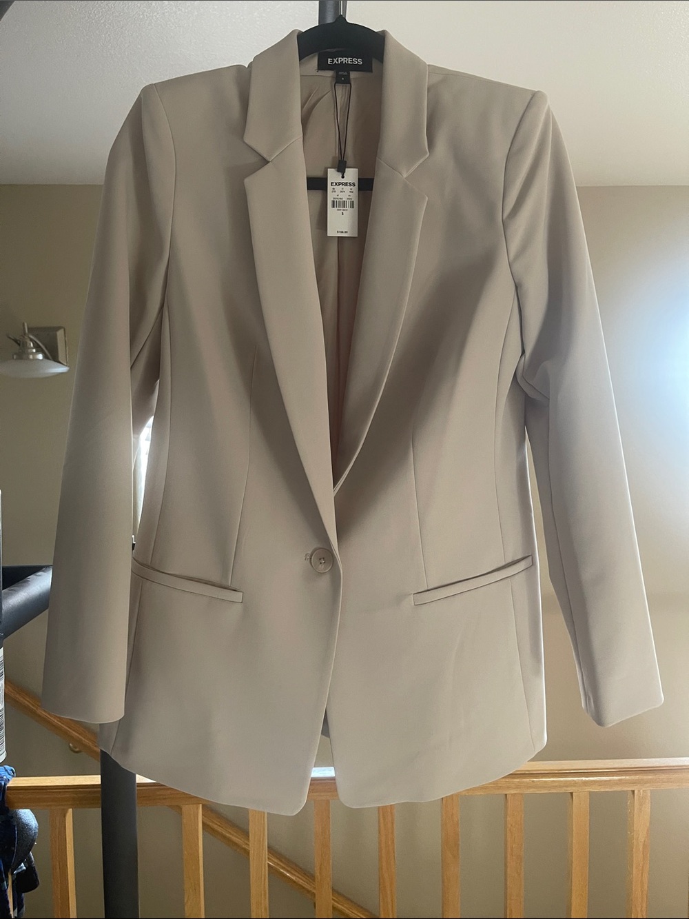 Express Women's Single-Button Blazer in Light Taupe